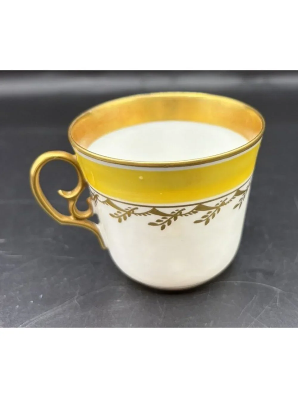 Royal Copenhagen Gilded Yellow Band Gold Garland Espresso Cup Denmark 1045/9075